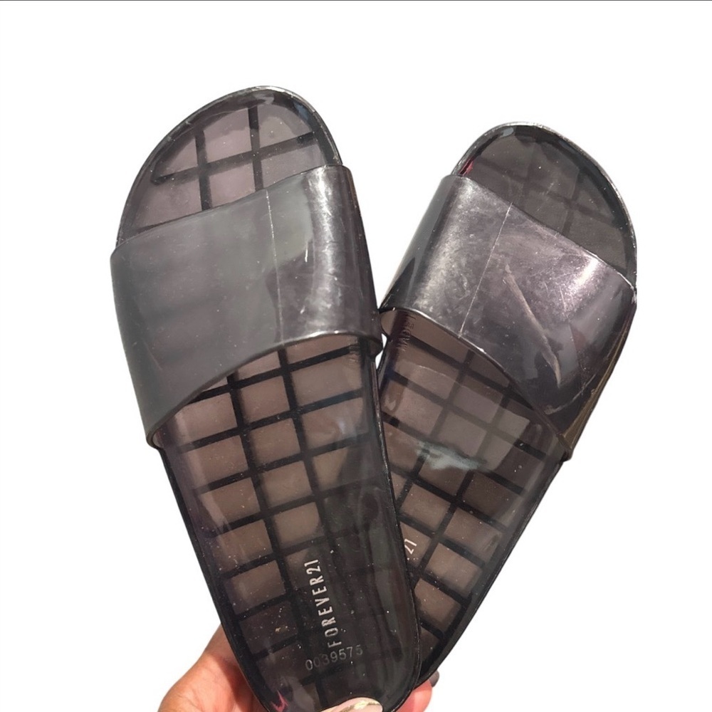 Forever 21 Black Jelly Slide Sandals Size 8.5